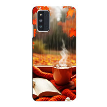 Чехол с уникальным дизайном «Осень с кофе» для Samsung Galaxy F52 5G (E526) – Кофе и дождь