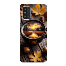 Чехол с уникальным дизайном «Осень с кофе» для Samsung Galaxy F52 5G (E526) – Тёмный кофе