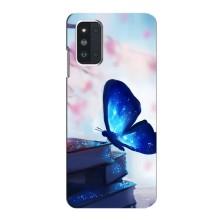 Силиконовый бампер с картинкой животных для Samsung Galaxy F52 5G (E526) (Бабочка синяя)