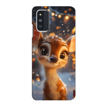 Яркий чехол для Samsung Galaxy F52 5G (E526) с Зимними Оленятами – Оленёнок среди гирлянд