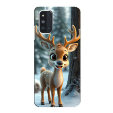 Яркий чехол для Samsung Galaxy F52 5G (E526) с Зимними Оленятами – Оленёнок в лесу