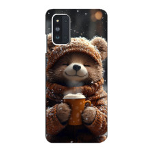 Печатный чехол «Зверята с кофе» для Samsung Galaxy F52 5G (E526) – Мишка с кофе