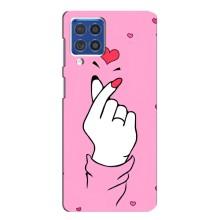 Чехол с принтом для Samsung Galaxy F62 (AlphaPrint - Знак сердечка) – Знак Love