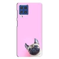 Бампер для Samsung Galaxy F62 с картинкой "Песики" (Собака на розовом)