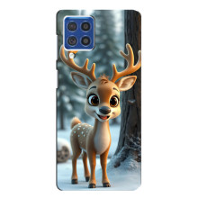 Яркий чехол для Samsung Galaxy F62 с Зимними Оленятами – Оленёнок в лесу