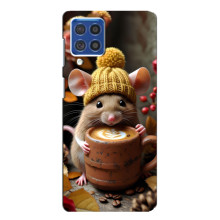 Печатный чехол «Зверята с кофе» для Samsung Galaxy F62 – Медведь с кофе