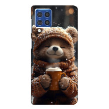 Печатный чехол «Зверята с кофе» для Samsung Galaxy F62 – Мишка с кофе