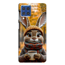 Печатный чехол «Зверята с кофе» для Samsung Galaxy F62 – Зайчик с кофе