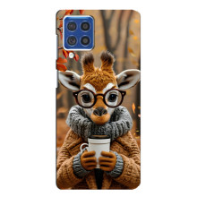Печатный чехол «Зверята с кофе» для Samsung Galaxy F62 – Жираф с кофе