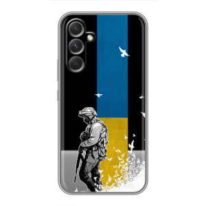 Чехол с украинским воином на Samsung Galaxy F70 Pro – Воин с флагом