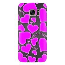 Чехлы для любимой на Самсунг С7 Едж, Г935 (VPrint) (Pink hearts)