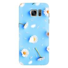 Чехол с Цветами для Samsung Galaxy S7 Еdge / G935 – ромашки на голубом