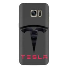 Силиконовый бампер с картинкой машины на Samsung Galaxy S7 Еdge / G935 – Logo TESLA