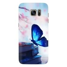 Силиконовый бампер с картинкой животных для Samsung Galaxy S7 Еdge / G935 – Бабочка синяя
