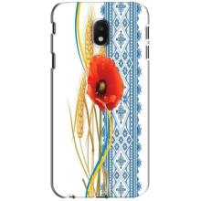 Силиконовый Чехол на Samsung Galaxy J3 2017 (J330FN европейская версия) с картинкой Вышиванки (Вышиванка с цветком)