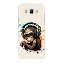 Чехол с Обезьянами Samsung Galaxy J5 2016 / J510 / J5108 - (AlphaPrint) – Макака в наушниках