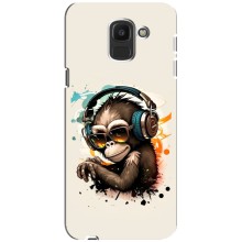 Чехол с Обезьянами Samsung Galaxy J6 2018, J600F - (AlphaPrint) – Макака в наушниках