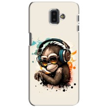 Чехол с Обезьянами Samsung Galaxy J6 Plus, J6 Plus, J610 - (AlphaPrint) (Макака в наушниках)