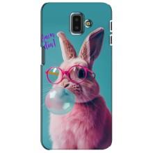 Чехол с принтом стильные животные для Самсунг J6 Плюс, J6+ 2018 (J610) (Кролик в очках)