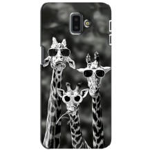 Силиконовый чехол с КАРТИНКАМИ лето для Samsung Galaxy J6 Plus, J6 Plus, J610 (AlphaPrint) (Жирафы в очках)