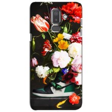 Брендновые Чехлы для Samsung Galaxy J8-2018, J810 - (PREMIUMPrint) (Nike цветы)