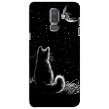 Чехол с принтом для Samsung Galaxy J8-2018, J810 (AlphaPrint) Модные коты – Котик и луна