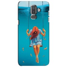 Чехол Стильные девушки на Samsung Galaxy J8-2018, J810 (Девушка на качели)