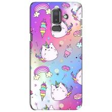Чехол Unicorn на Samsung Galaxy J8-2018, J810 (Радуга и Единорог)