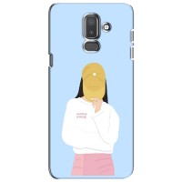 Силиконовый Чехол на Samsung Galaxy J8-2018, J810 с картинкой Стильных Девушек (Желтая кепка)