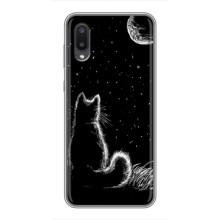 Чехол с принтом для Samsung Galaxy M02 (M022) (AlphaPrint) Модные коты – Котик и луна