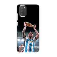 Чехлы Лео Месси Аргентина для Samsung Galaxy M02s (Счастливый Месси)
