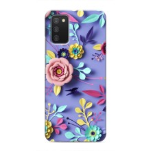 Чехлы с Цветами для Samsung Galaxy M02s (VPrint) (Цветочный дизайн)