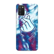 Чехол с принтом для Samsung Galaxy M02s (AlphaPrint - Знак сердечка) – Радужное сердце