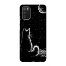 Чехол с принтом для Samsung Galaxy M02s (AlphaPrint) Модные коты – Котик и луна