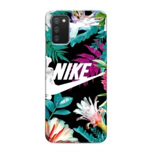 Силиконовый Чехол на Samsung Galaxy M02s с картинкой Nike (Цветочный Nike)