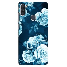 Чехлы (ART) Цветы на Samsung Galaxy M11 (VPrint) (Голубые Бутоны)