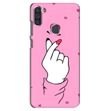 Чехол с принтом для Samsung Galaxy M11 (AlphaPrint - Знак сердечка) – Знак Love