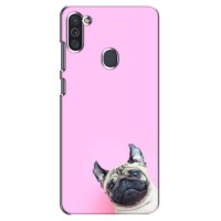 Бампер для Samsung Galaxy M11 з картинкою "Песики" – Собака на рожевому