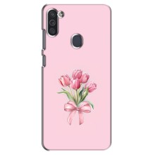 Чехол с розовым рисунком для Samsung Galaxy M11 (Букет цветов)