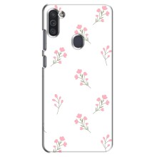 Чехол с розовым рисунком для Samsung Galaxy M11 (Розовые цветы)