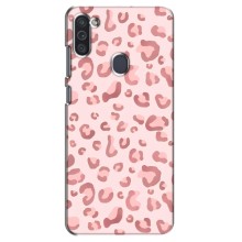 Чехол с розовым рисунком для Samsung Galaxy M11 (Розовый леопард)