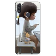 Девчачий Чехол для Samsung Galaxy M11 (Девочка с игрушкой)