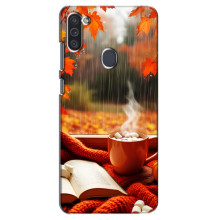 Чохол з унікальним дизайном 'Осінь з кавою' для Samsung Galaxy M11 – Кава і дощ