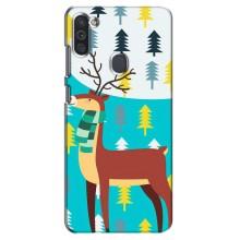 Силіконовий бампер з картинкою звірів для Samsung Galaxy M11 (Олень із шарфом)