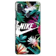 Силіконовый Чохол на Samsung Galaxy M11 з картинкою НАЙК – Квітковий Nike