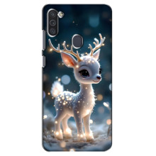 Яскравий чохол для Samsung Galaxy M11 з Зимові Оленята – Блискуче оленятко