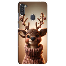 Яскравий чохол для Samsung Galaxy M11 з Зимові Оленята – Олень в светрі