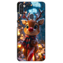 Яскравий чохол для Samsung Galaxy M11 з Зимові Оленята – Олень з шарфом