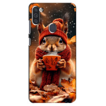 Друкований чохол 'Звірята з кавою' для Samsung Galaxy M11 – Білка з кавою