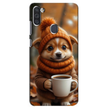 Друкований чохол 'Звірята з кавою' для Samsung Galaxy M11 – Песик з кавою